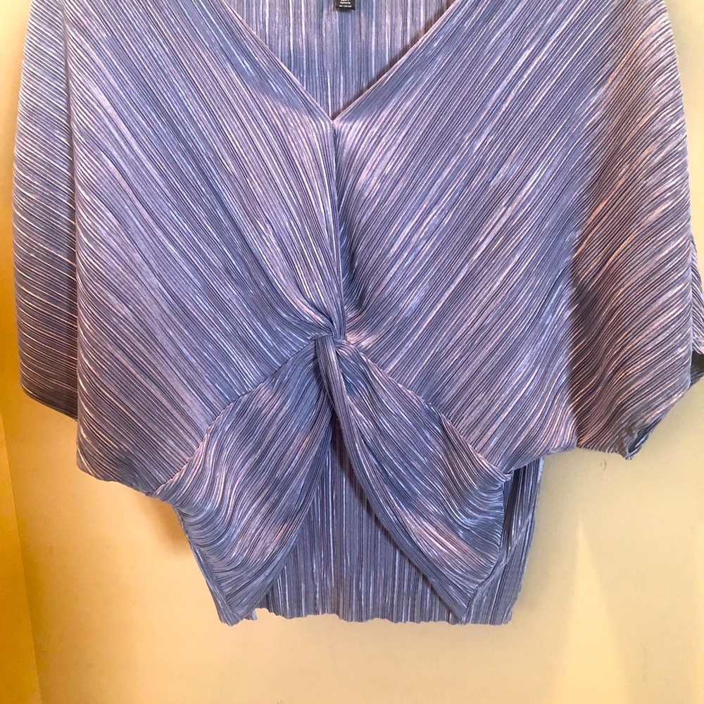 Topshop twist front top US6 silver polyester.